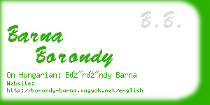 barna borondy business card