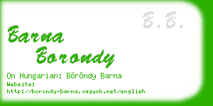 barna borondy business card